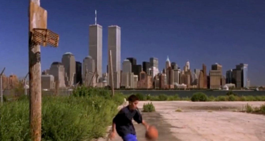 He Got Game (1998): skyline cameo of the World Trade Center, both towers (with antenna)