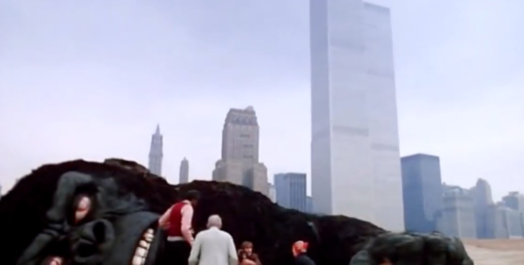 Bye Bye Monkey (1978): skyline cameo of the World Trade Center, both towers (with antenna)