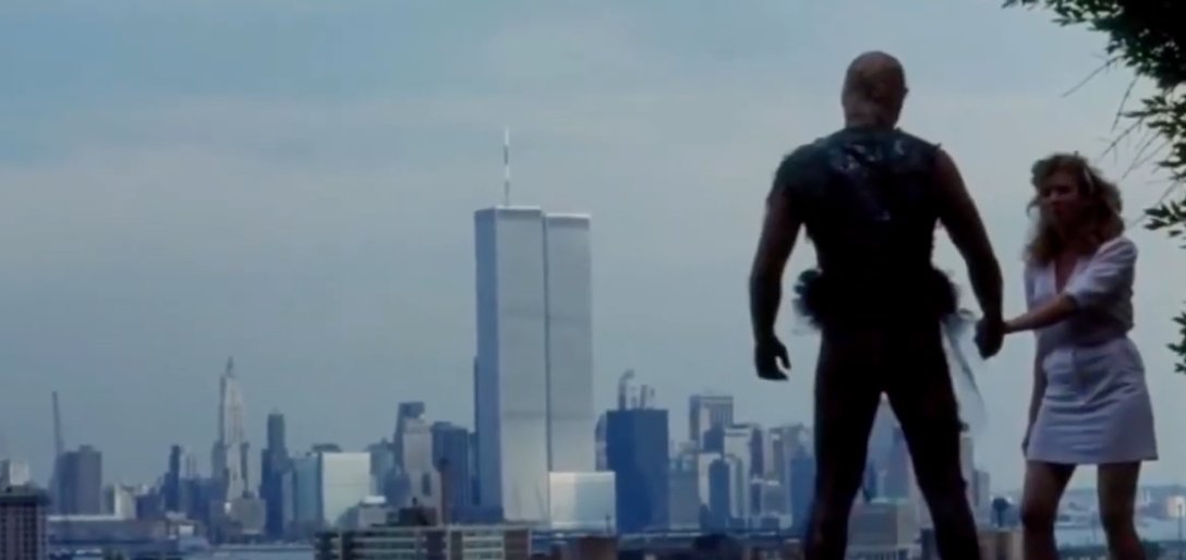 The Toxic Avenger (1985): skyline cameo of the World Trade Center, both towers (with antenna)