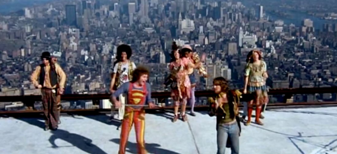 Godspell (1973): rooftop of the World Trade Center, both towers (no antenna)