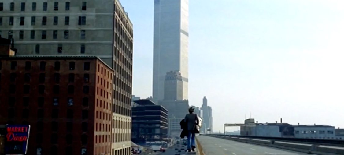 The American Friend (1977): skyline cameo of the World Trade Center, both towers (no antenna)
