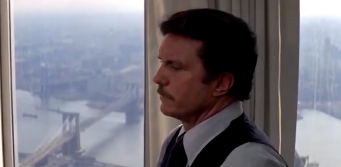 Three Days of the Condor (1975): skyline cameo of the World Trade Center, both towers (no antenna)