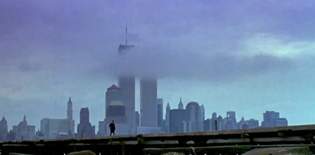 Sid and Nancy (1986): skyline cameo of the World Trade Center, both towers (with antenna)