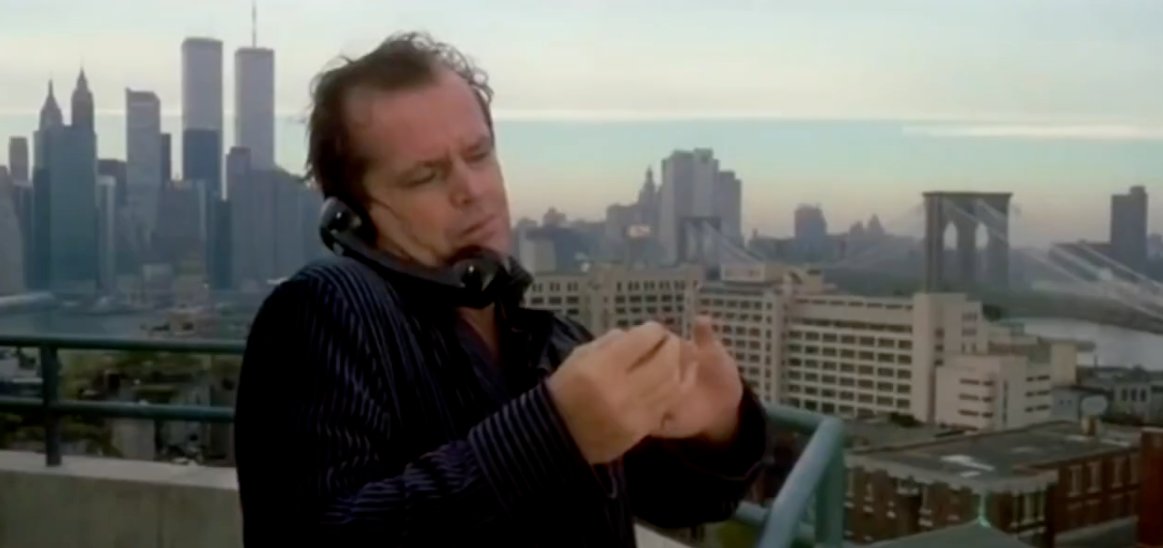 Prizzi's Honor (1985): skyline cameo of the World Trade Center, both towers (with antenna)